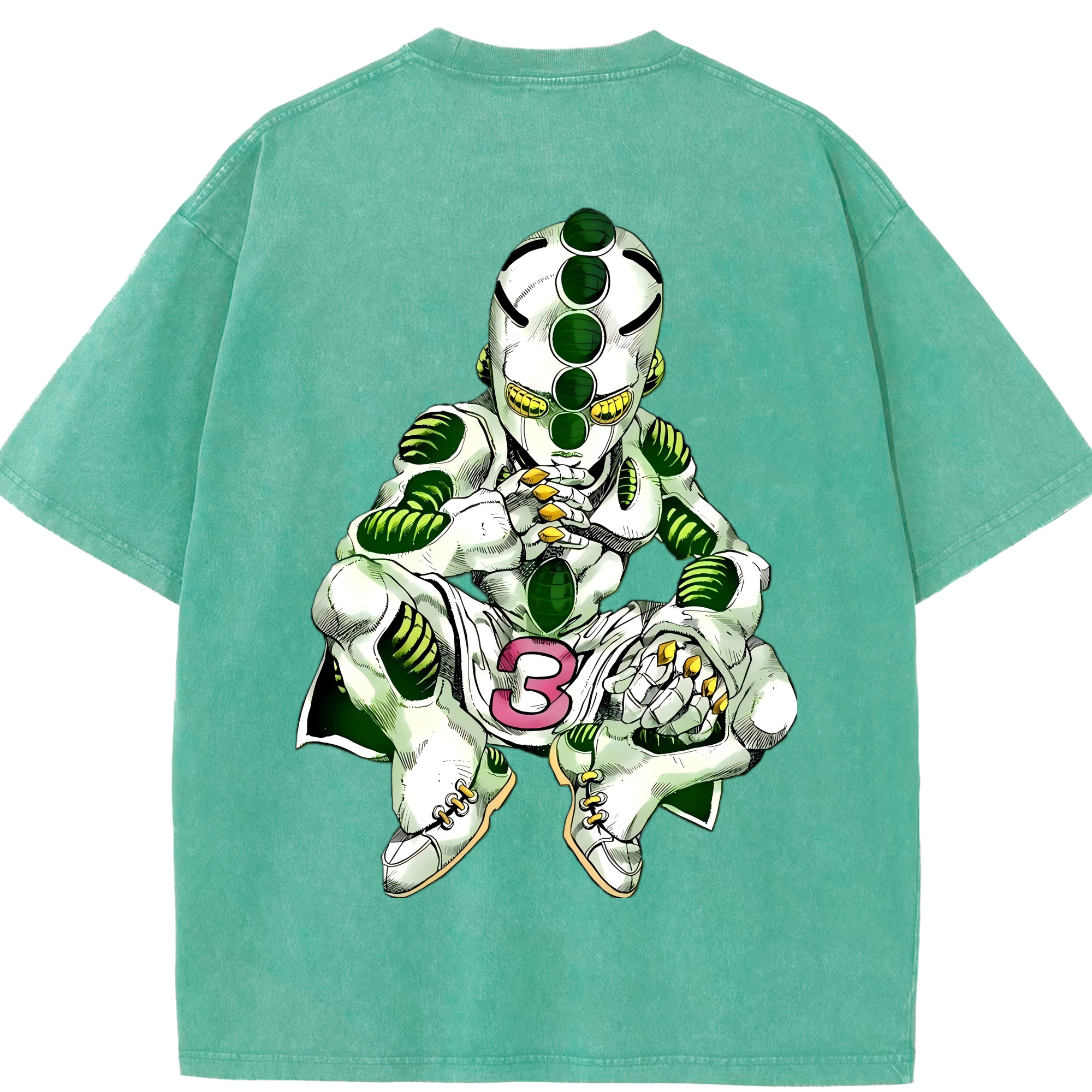 （画像用） ジョジョの奇妙な冒険 広瀨康一 JoJo's Bizarre Adventure Hirose Koichi 綿100% ヴィンテージ風 半袖Tシャツ（背面プリント）